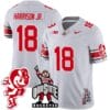 Marvin Harrison Jr Jersey #18 Ohio State Buckeyes Football Stitched Brutus Buckeye Patch Gray