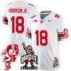 Marvin Harrison Jr Jersey #18 Ohio State Buckeyes Football Stitched Brutus Buckeye Patch White