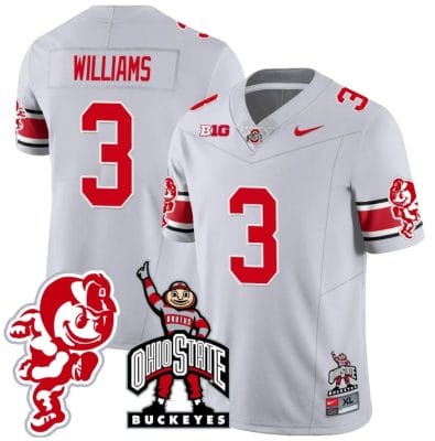 Miyan Williams Jersey #3 Ohio State Buckeyes Football Stitched Brutus Buckeye Patch Gray