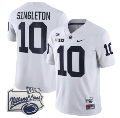 Nicholas Singleton Jersey #10 Penn State Nittany Lions PSU Patch College Football All Stitched White