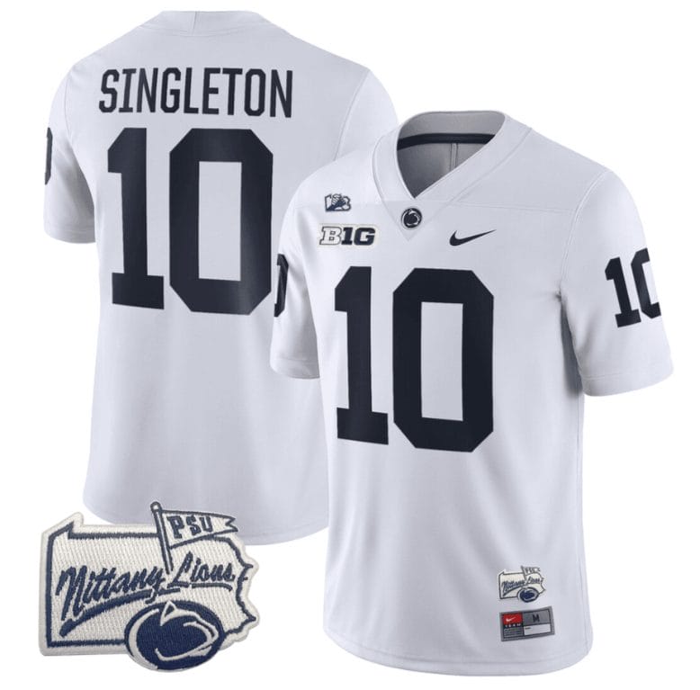 Nicholas Singleton Jersey #10 Penn State Nittany Lions PSU Patch College Football All Stitched White