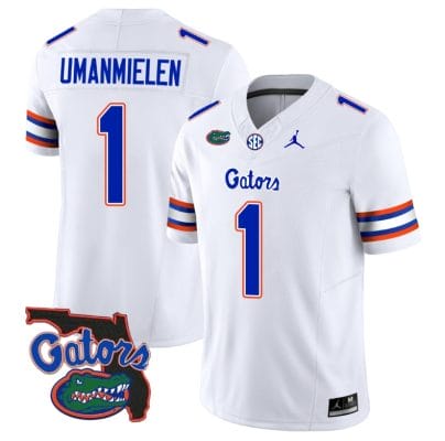 Princely Umanmielen Jersey #1 Florida Gators Vapor Limited Florida Map College Football White