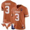 Quinn Ewers Jersey #3 Texas Longhorns Texas State Map and Throwing Up The H Patch Football Orange