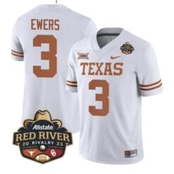 Quinn Ewers Jersey #3 Texas Longhorn Allstate Red River Vivalry Patch College Football White