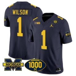 Roman Wilson Jersey #1 Michigan Wolverines 1000 Wins Patch Vapor College Football Navy