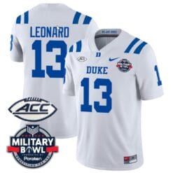 Riley Leonard Jersey #13 Duke Blue Devils Football Limited White Military Bowl
