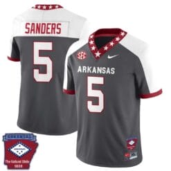 Raheim Sanders Jersey #5 Arkansas Razorback Football Arkansas State Patch White Alternate