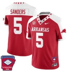 Raheim Sanders Jersey #5 Arkansas Razorback Football Arkansas Patch Red Alternate
