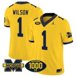 Roman Wilson Jersey #1 Michigan Wolverines 1000 Wins Patch Vapor Limited Football Maize