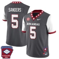 Raheim Sanders Jersey #5 Arkansas Razorback Football Arkansas State Patch White Sleeves