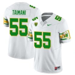 Sam Taimani Jersey #55 Oregon Ducks ‘Mighty Oregon’ Throwback Football Uniforms White