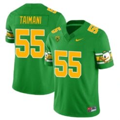 Sam Taimani Jersey #55 Oregon Ducks ‘Mighty Oregon’ Throwback College Football Uniforms Green