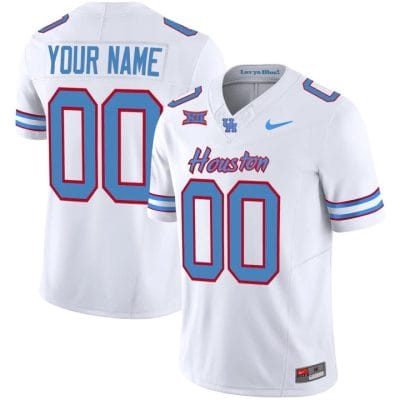 Custom Houston Cougars Oilers Jersey Name and Number NCAA Football White