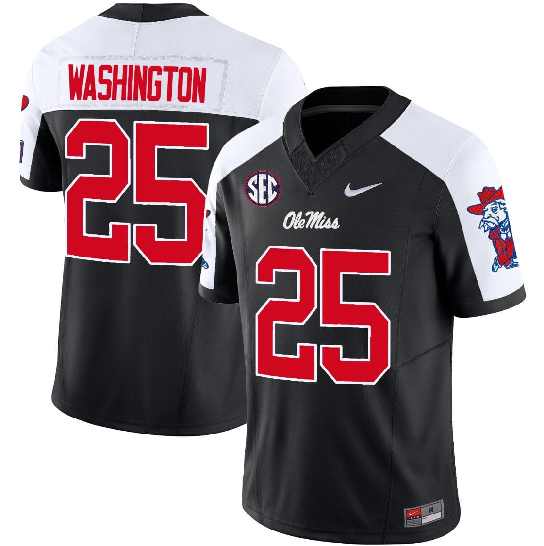 Trey Washington Jersey #25 Ole Miss Rebels Football Vapor Limited All Stitched Black Alternate