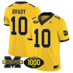 Tom Brady Jersey #10 Michigan Wolverines 1000 Wins Patch Vapor Limited Football Maize