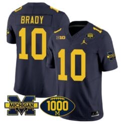 Tom Brady Jersey #10 Michigan Wolverines 1000 Wins Patch Vapor College Football Navy
