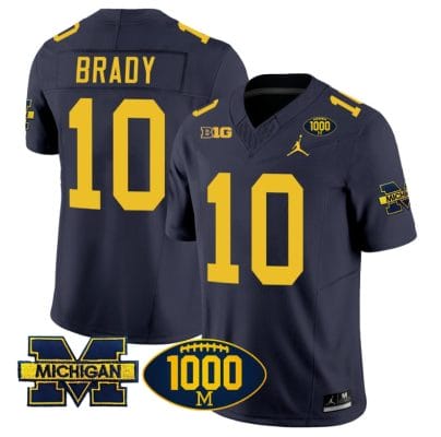 Tom Brady Jersey #10 Michigan Wolverines 1000 Wins Patch Vapor College Football Navy