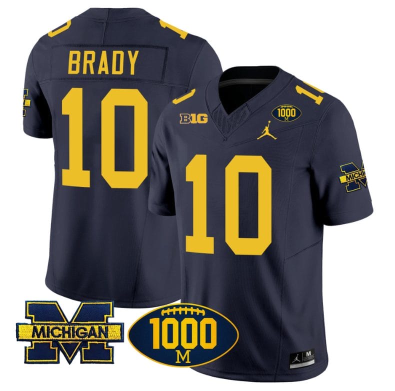 Tom Brady Jersey #10 Michigan Wolverines 1000 Wins Patch Vapor College Football Navy