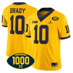 Tom Brady Jersey #10 Michigan Wolverines 1000 Wins Patch College Football Yellow