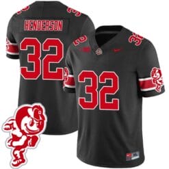 TreVeyon Henderson Jersey #32 Ohio State Buckeyes Football 2023 Stitched Brutus Buckeye Patch Black