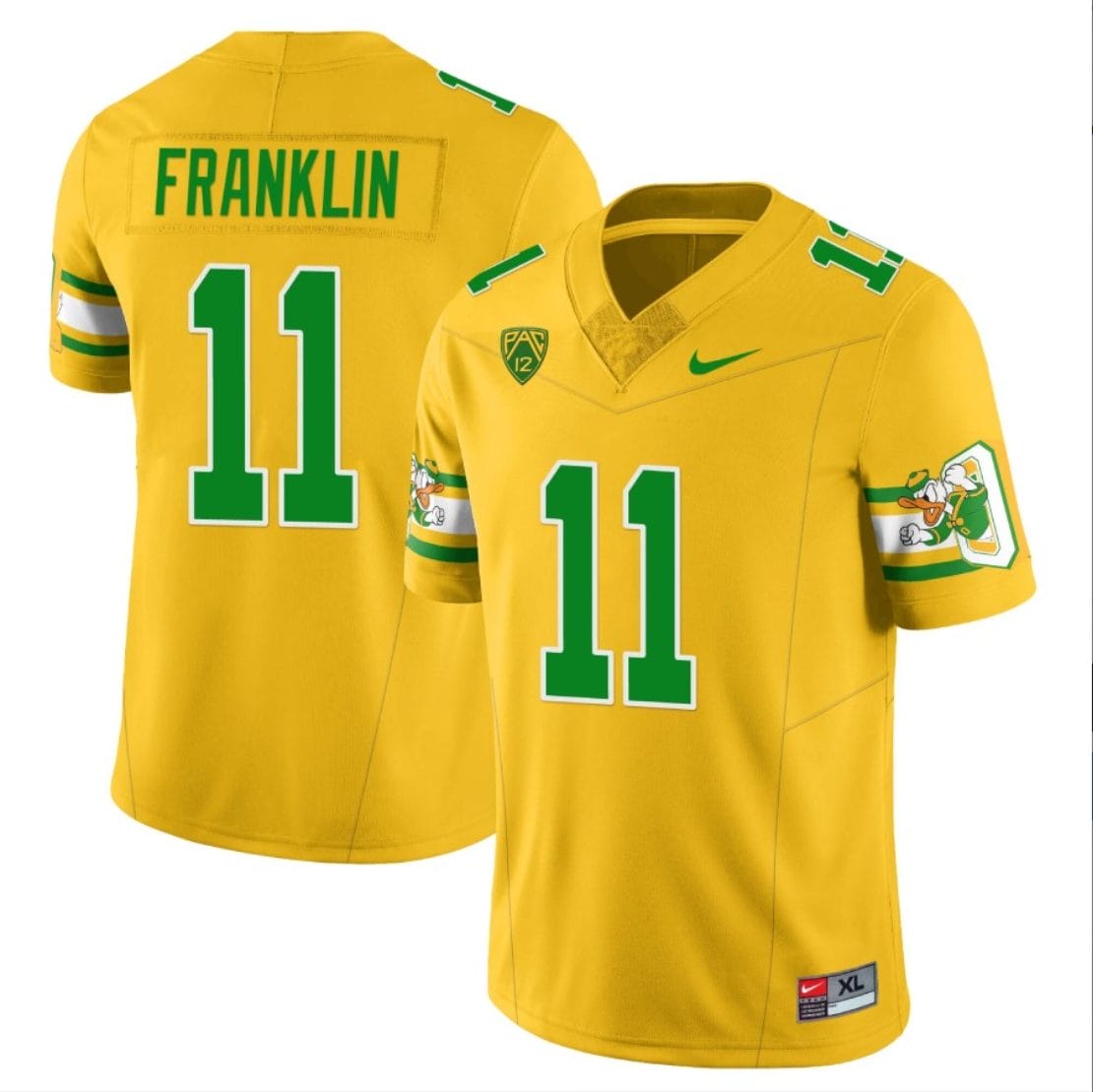Troy Franklin Jersey #11 Oregon Ducks ‘Mighty Oregon’ Throwback Football Uniforms Yellow
