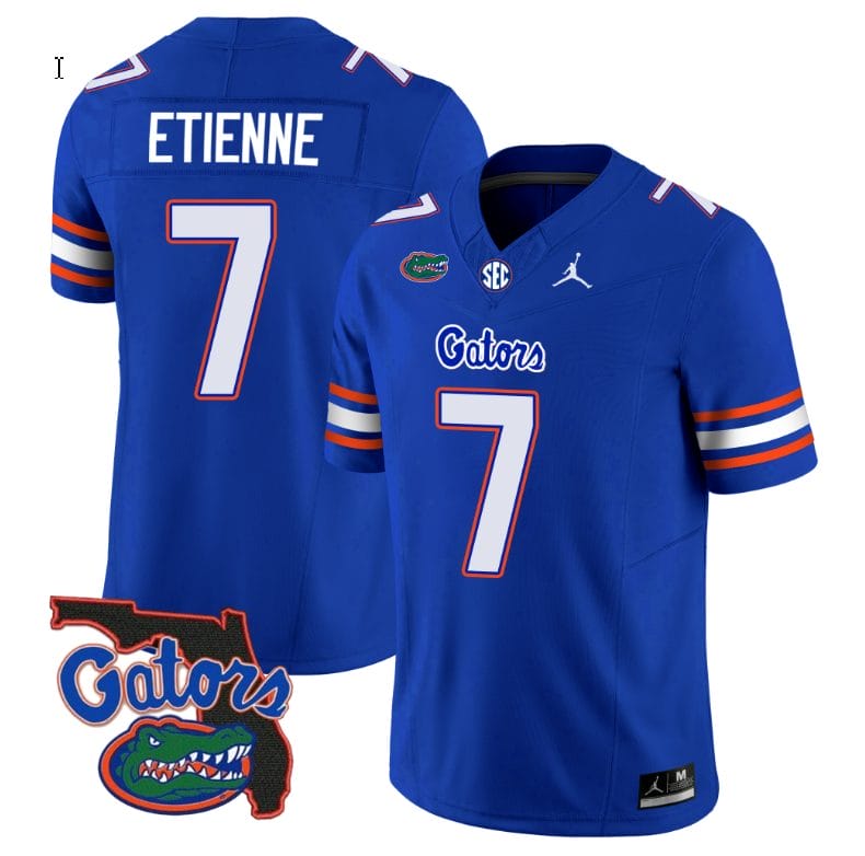 Trevor Etienne Jersey #7 Florida Gators Vapor Limited Florida Map College Football Royal