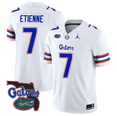 Trevor Etienne Jersey #7 Florida Gators Vapor Limited Florida Map College Football White