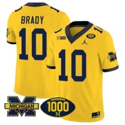Tom Brady Jersey #10 Michigan Wolverines 1000 Wins Patch Vapor College Football Maize