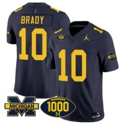 Tom Brady Jersey #10 Michigan Wolverines 1000 Wins Patch Vapor Limited Football Navy