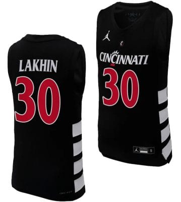 Viktor Lakhin Jersey #30 Cincinnati Bearcats College Basketball Replica 2023-24 Black
