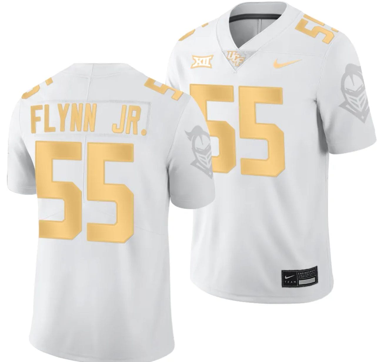 Waltclaire Flynn Jr Jersey #55 UCF Knights Light Mode College Football White Golden
