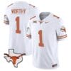 Xavier Worthy Jersey #1 Texas Longhorn Vapor Limited College Football White