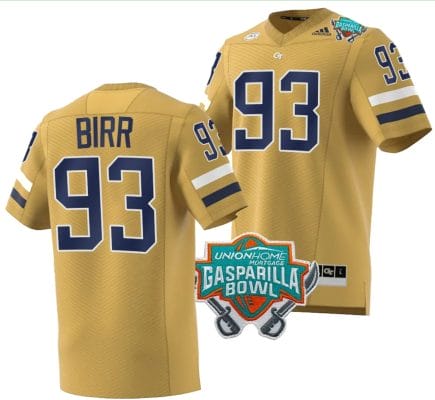 Aidan Birr Jersey #93 Georgia Tech Yellow Jackets 2023 Gasparilla Bowl Patch Football Brown