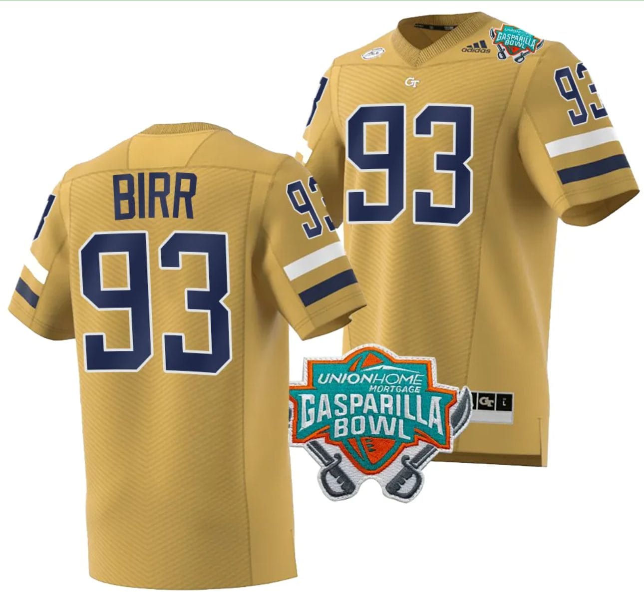 Aidan Birr Jersey #93 Georgia Tech Yellow Jackets 2023 Gasparilla Bowl Patch Football Brown