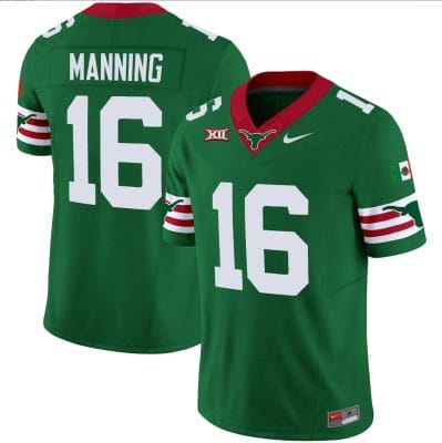 Arch Manning Jersey #16 Texas Longhorns Mexico Vapor College Football Green