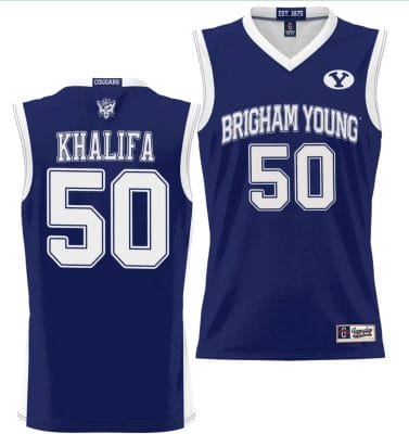 Aly Khalifa Jersey #50 BYU Cougars NIL College Basketball Lightweight Navy