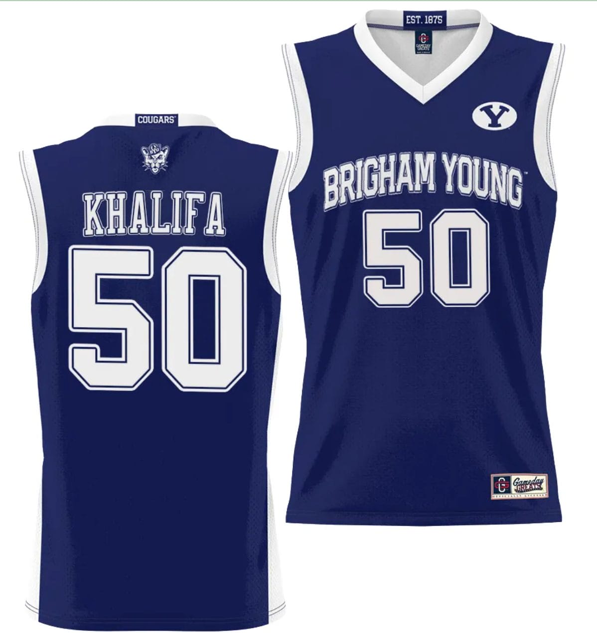 Aly Khalifa Jersey #50 BYU Cougars NIL College Basketball Lightweight Navy