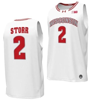 AJ Storr Jersey #2 Wisconsin Badgers By the Players Basketball 2023-24 White