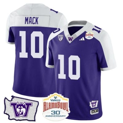 Austin Mack Jersey #10 Washington Huskies Alamo Bowl Patch Alternate Football Stitched