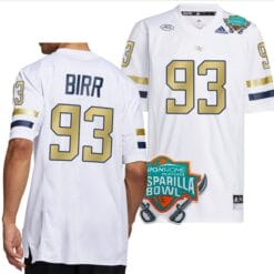 Aidan Birr Jersey #93 Georgia Tech Yellow Jackets 2023 Gasparilla Bowl Patch Football White