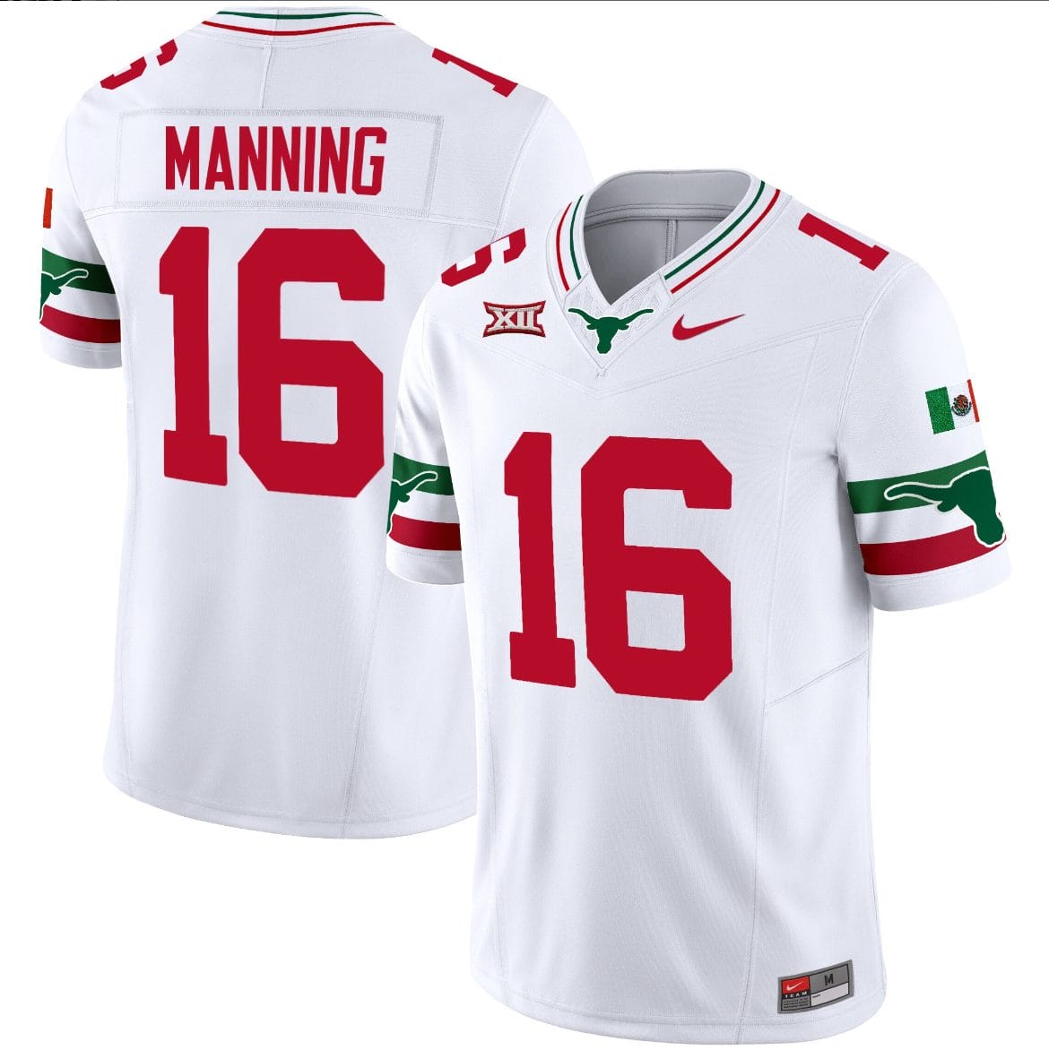 Arch Manning Jersey #16 Texas Longhorns Mexico Vapor College Football White
