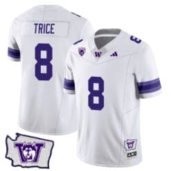 Bralen Trice Jersey #8 Washington Huskies Washington Map Patch Football White
