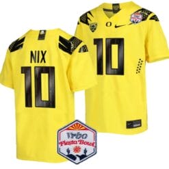 Bo Nix Jersey #10 Oregon Ducks Fiesta Bowl Patch 2024 Football Yellow