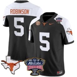 Bijan Robinson Jersey #5 Texas Longhorns Sugar Bowl Patch Vapor Football Black Alternate