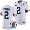 Blake Corum Jersey #2 Michigan Wolverines Rose Bowl Game 2024 Patch College Football Playoff White