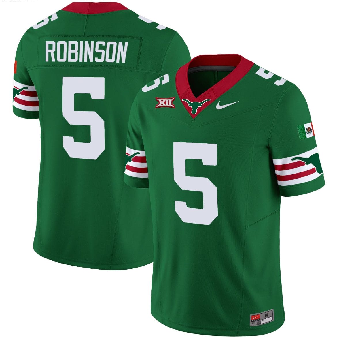 Bijan Robinson Jersey #5 Texas Longhorns Mexico Vapor College Football Green