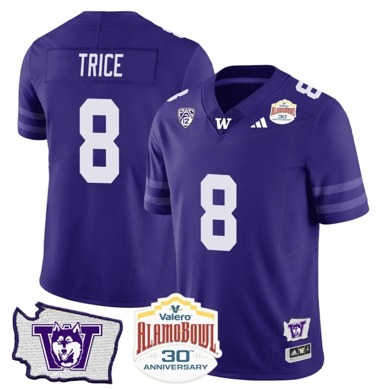 Bralen Trice Jersey #8 Washington Huskies Alamo Bowl Patch Football Purple