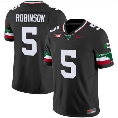 Bijan Robinson Jersey #5 Texas Longhorns Mexico Vapor College Football Black