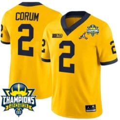 Blake Corum Jersey #9 Michigan Wolverines 2023 Big Ten Champions Patch Stitched Maize