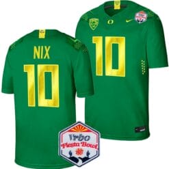 Bo Nix Jersey #10 Oregon Ducks Fiesta Bowl Patch 2024 Football Green